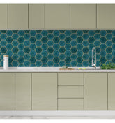 Teal Blue Peel and Stick Hexagonal Tiles